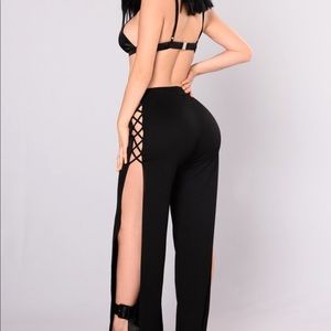 Black side slit pants